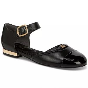 Sam Edelman Rylie Cap-Toe Two-Piece Flats Black Leather Size 6M